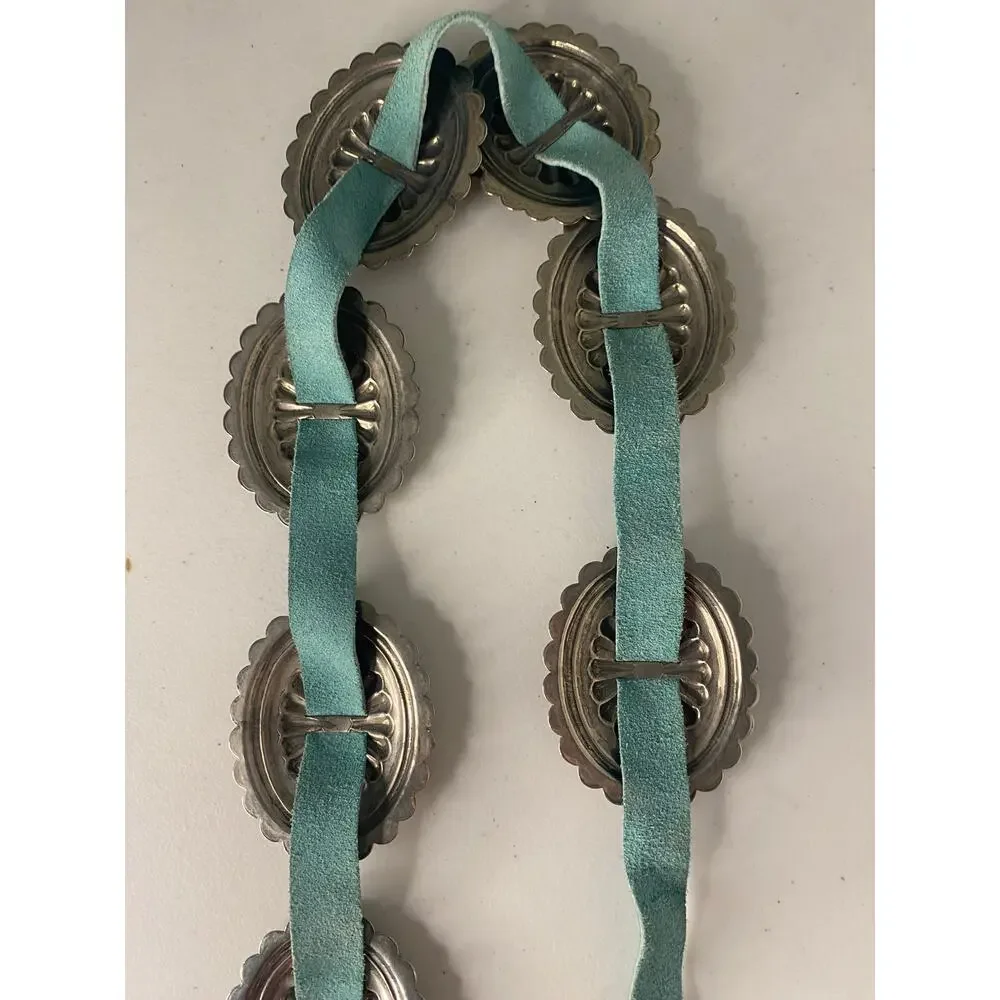 Womens Turquoise Silver Belt Boho Western Country Statement Piece Rodeo Dance